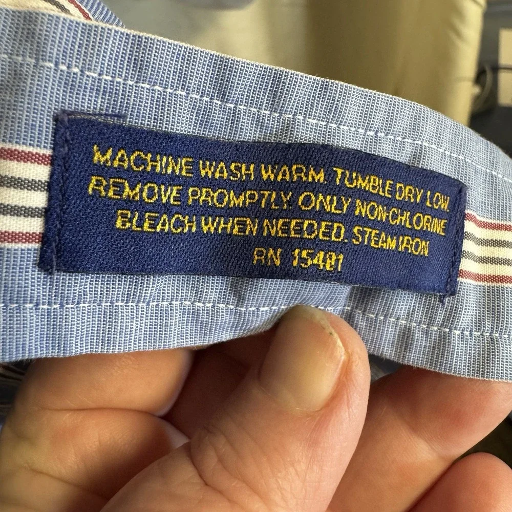 Vintage Tommy Hilfiger Blue Striped Button Up XL 17.5 35